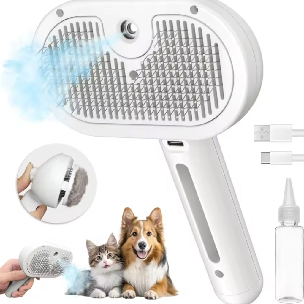 Katze genießt Fellpflege mit der SteamBrush Dampfbürste