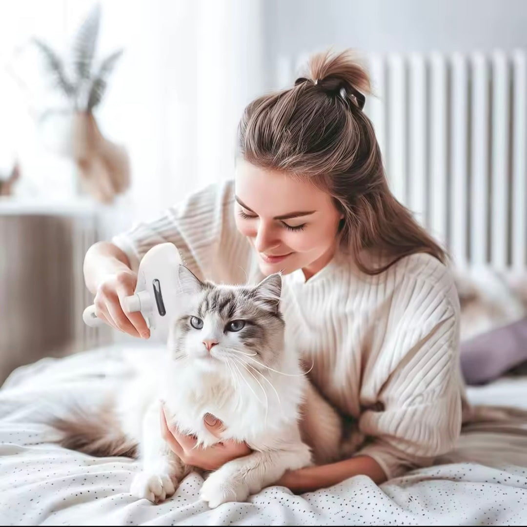 Katze wird mit SteamBrush gebürstet – Lifestyle