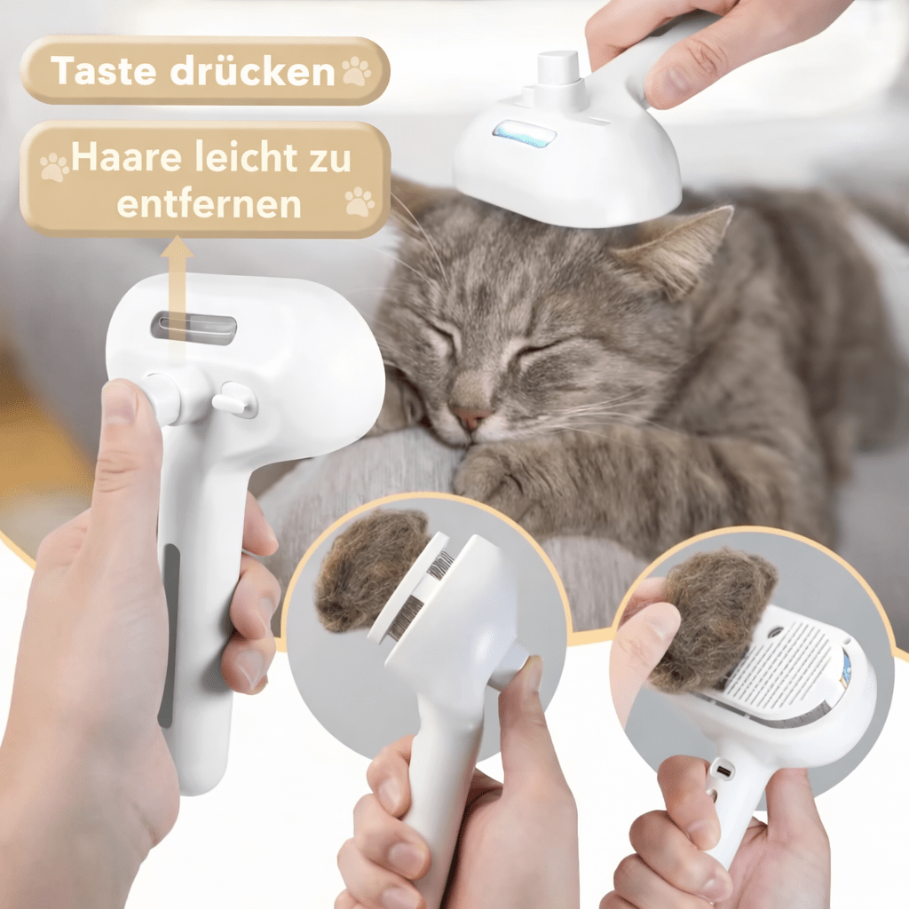SteamBrush – Die 3 - in - 1 Dampfbürste für stressfreie Fellpflege - FlowDo - AnimalsKatzenpflege