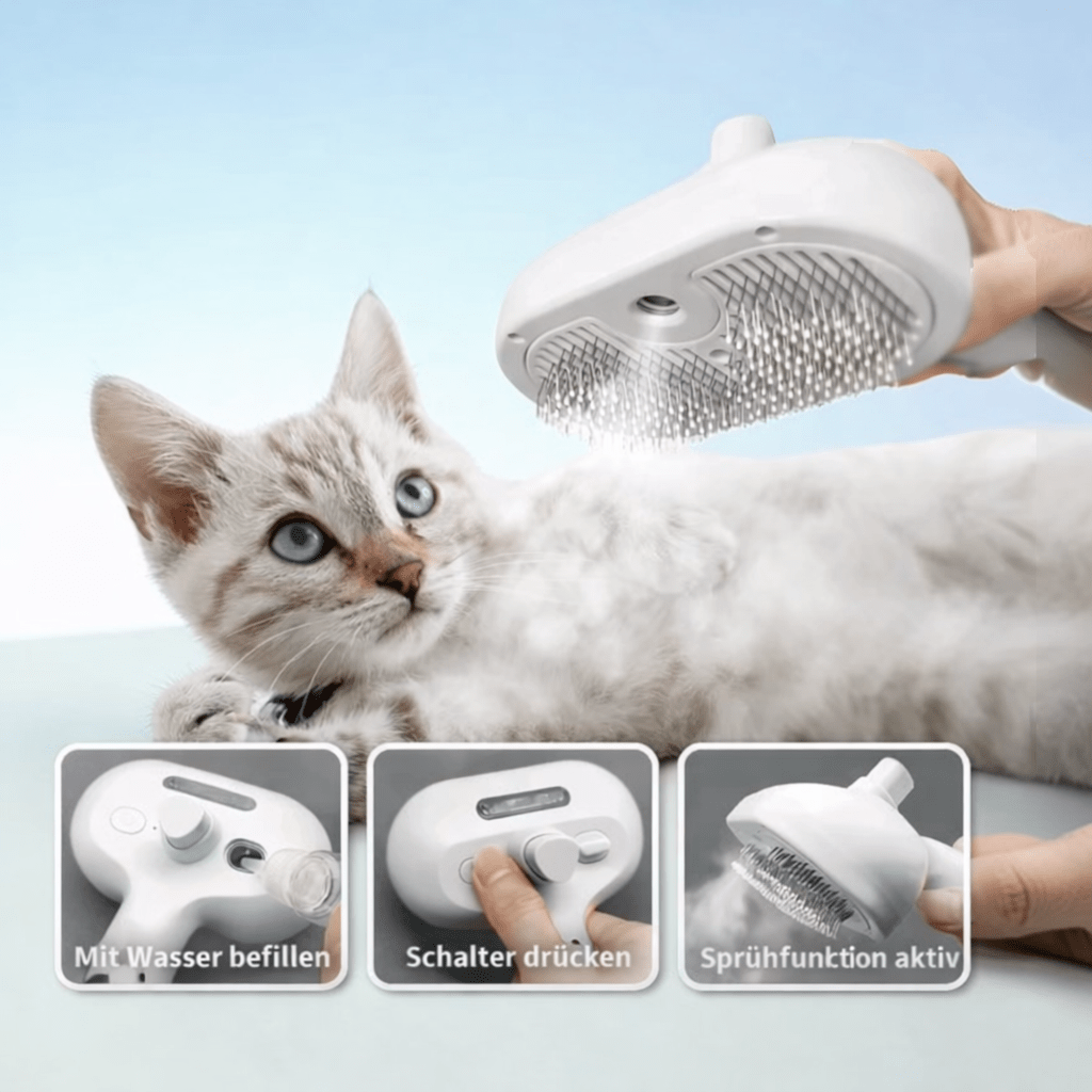 SteamBrush – Die 3 - in - 1 Dampfbürste für stressfreie Fellpflege - FlowDo - AnimalsKatzenpflege