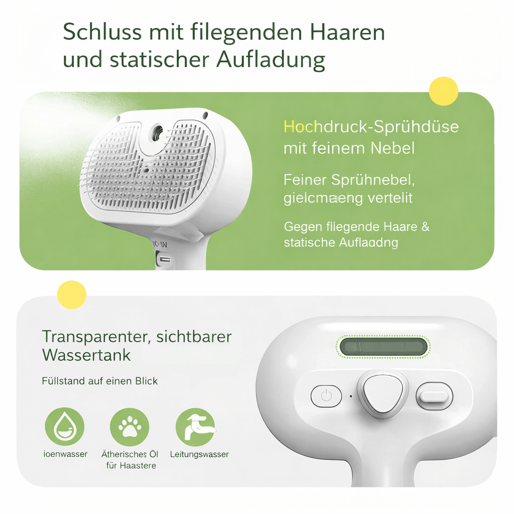 SteamBrush – Die 3 - in - 1 Dampfbürste für stressfreie Fellpflege - FlowDo - AnimalsKatzenpflege
